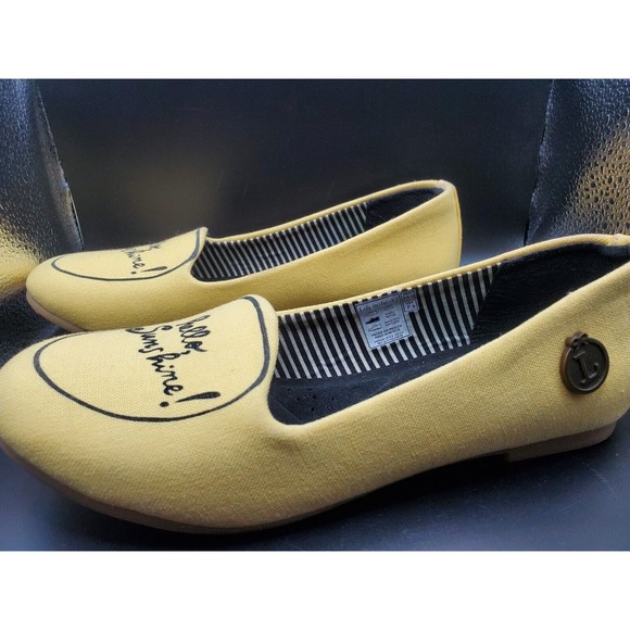 Loly in the Sky Size 7.5 Hello Sunshine Yellow Spring Summer Flats Pre-owned - Picture 8 of 12